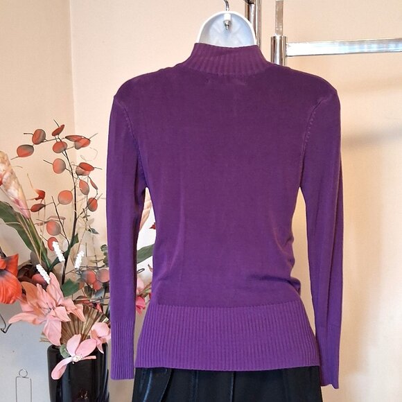 NWT Purple Knit Zip-Up Open Front Cardigan Lightweight Ladies Sweater - Picture 9 of 9